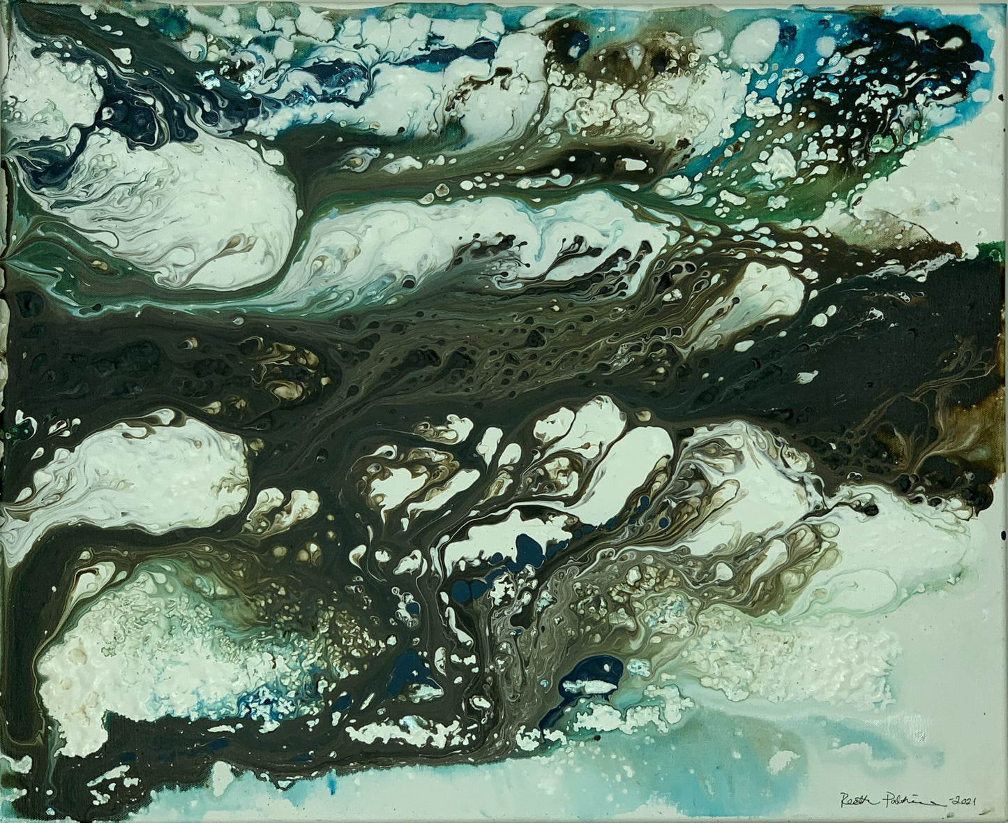 "Frozen river" akryylimaalaus 61 cm x 50 cm